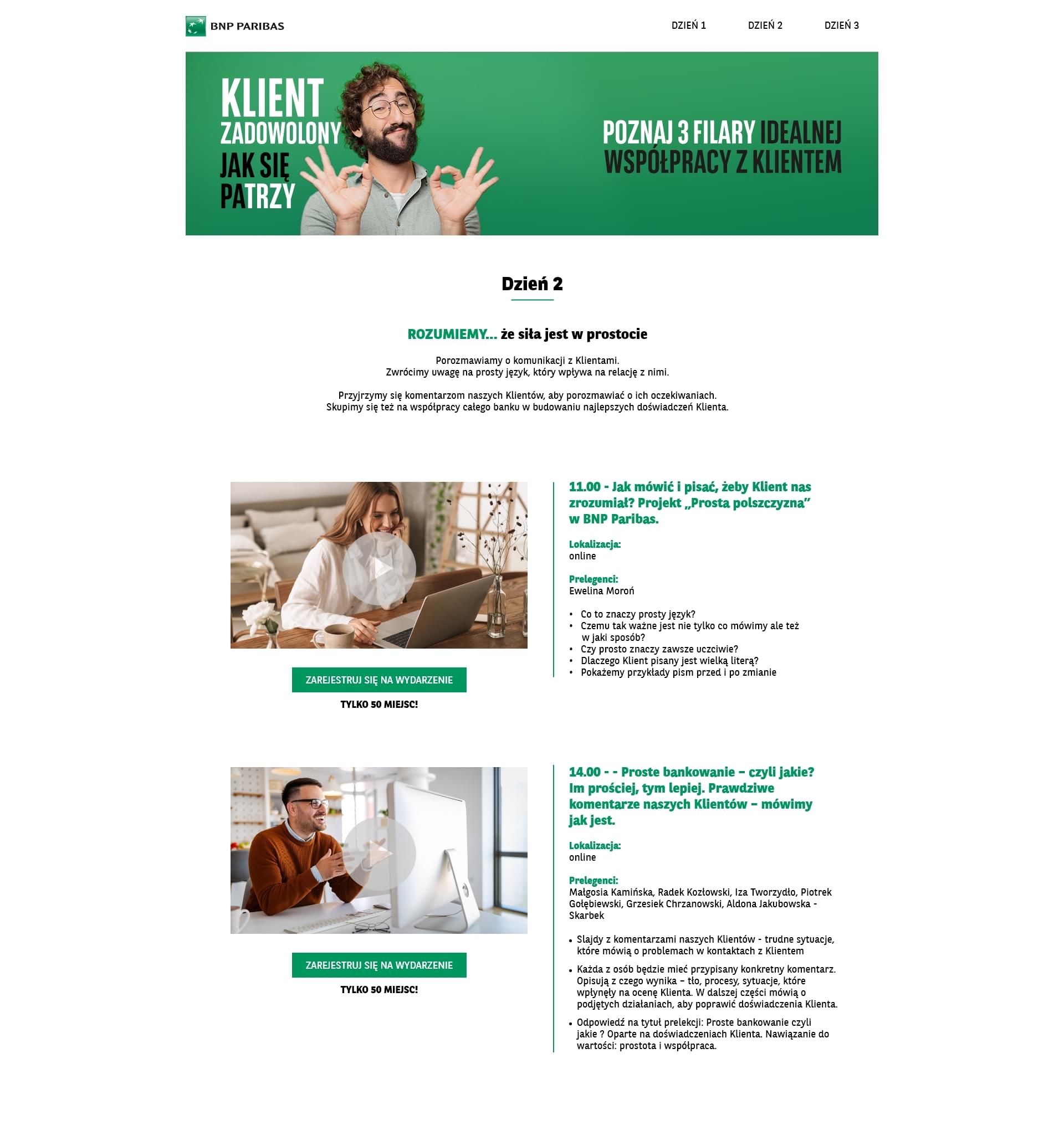 Projekt strony Dni Klienta - widok 2