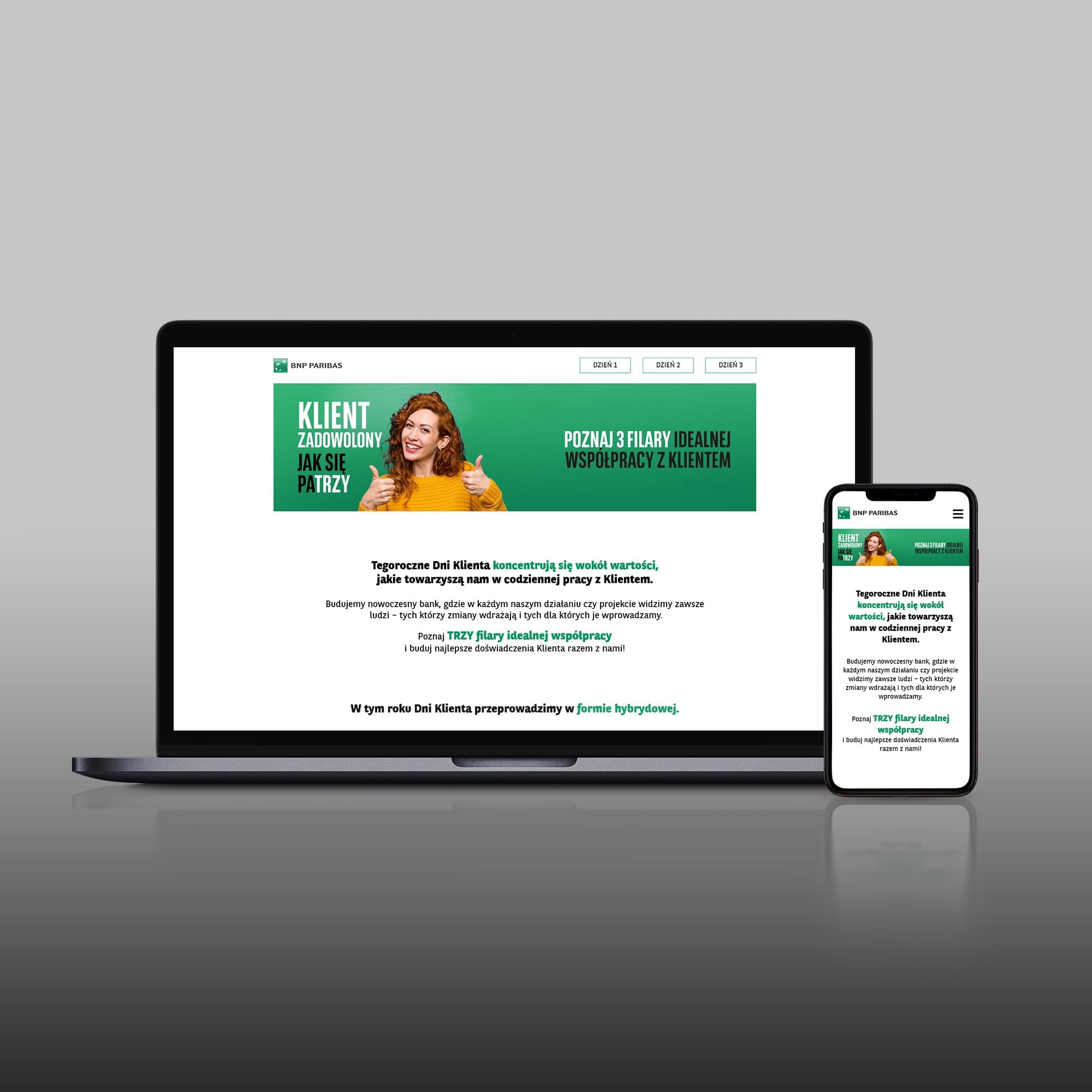 Projekt strony Dni Klienta - widok 1