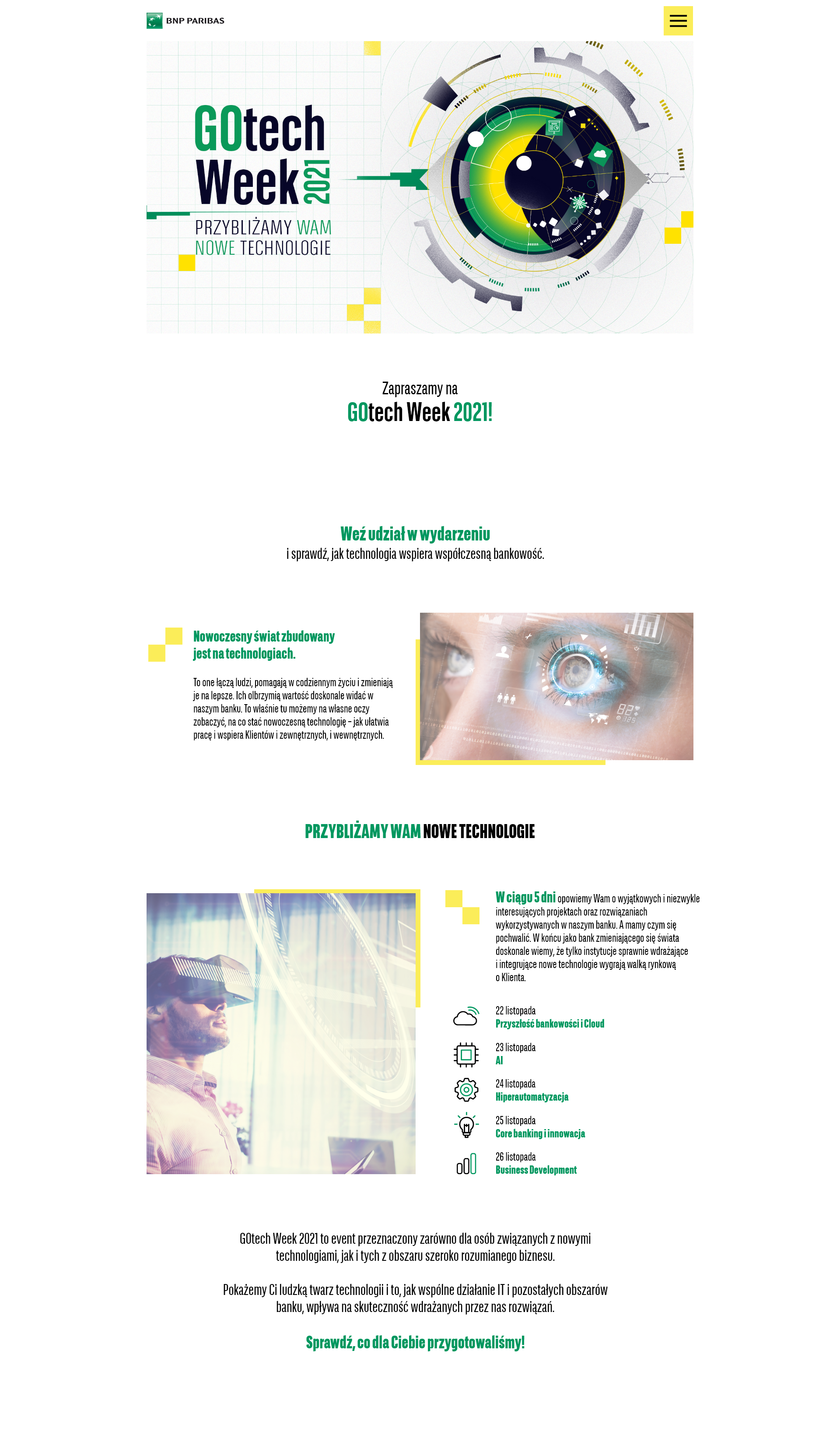 Projekt strony Go Tech Week - strona główna